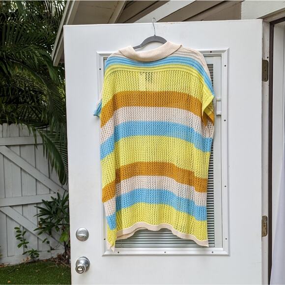 Maeve by Anthropologie knit striped polo kaftan top, one size - Picture 3 of 5
